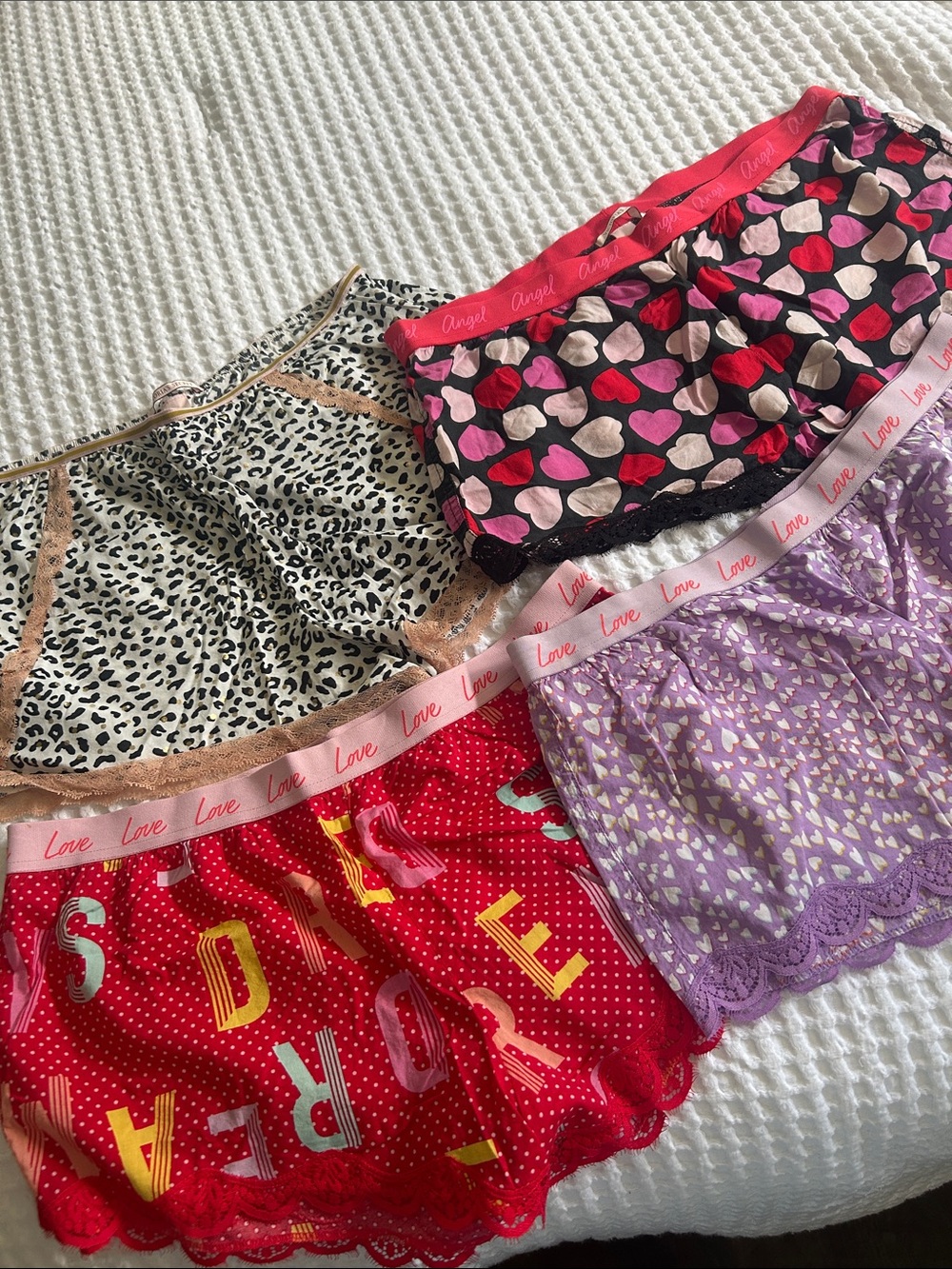 💗 Lot Of 4 Women’s VS Victoria’s Secret L Lace Boxers Sleep Shorts Barely Worn
